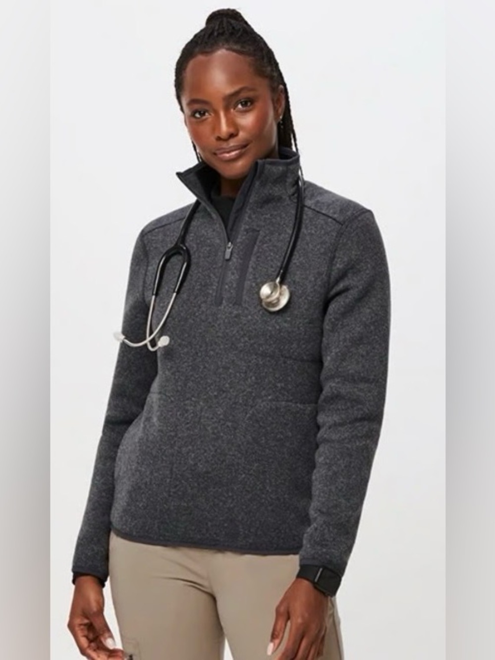 Figs On-Shift™ Half Zip Sweater Knit Sz S *Item is Brown*